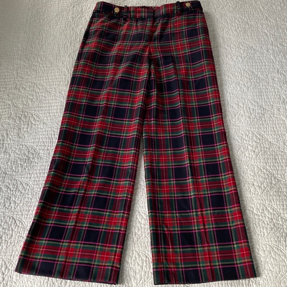 Talbots Pants - Talbots Vibrant Wool-blend Plaid Straight Wider-leg Pants, 4 Petite